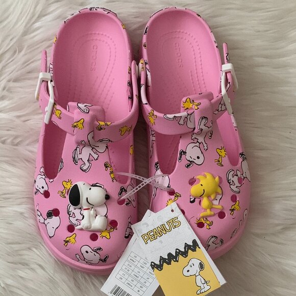 CROCS Shoes - CROCS X PEANUTS Mary Jane Clog in Pink Sz Men 5/Women 7